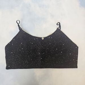 Black Glitter Women's Top Black Bralette Lingerie Top With Embellishment